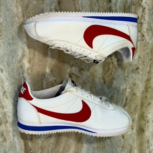Nike Shoes - Women’s NIKE Cortez Classic leather red white & blue sneakers- Size 6